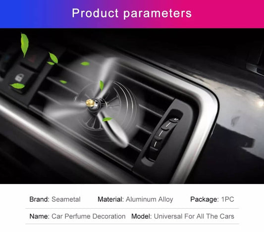Odorizant Auto Ventilator Albastru Argintiu LED Parfum Masina Propeler Aromaterapie Accesorii Interior