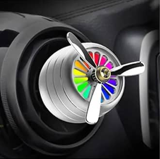 Odorizant Auto Ventilator Albastru Argintiu LED Parfum Masina Propeler Aromaterapie Accesorii Interior