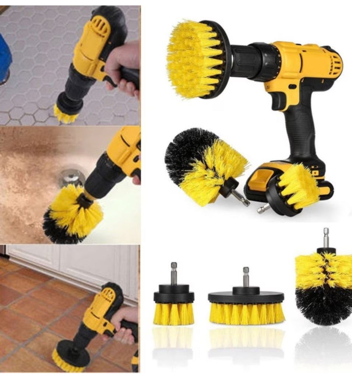 Set 3 Perii Curatare Tapițerie Auto Mocheta Cu Adaptor Bormasina Autofiletanta