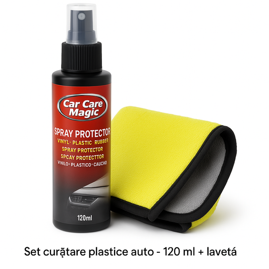 Set Curatare Plastice Auto – Spray Protector 120ml + Laveta cadou